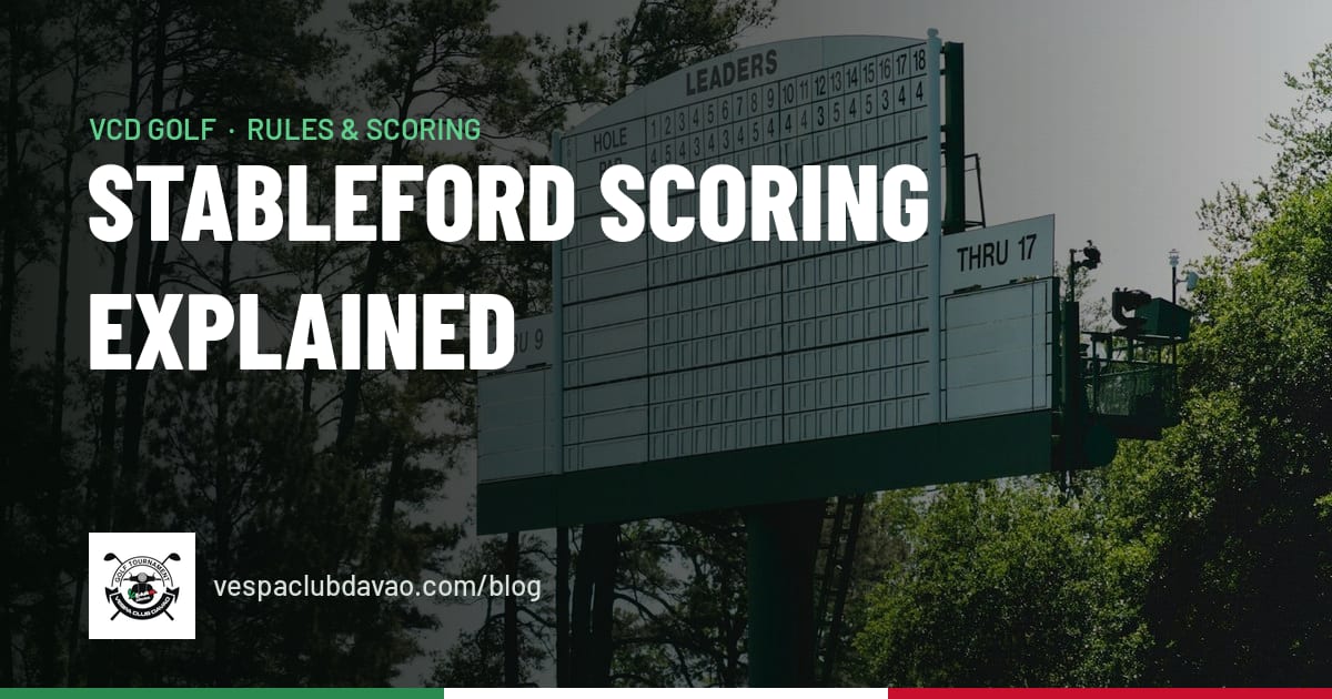 Golf tournament leaderboard beside a fairway